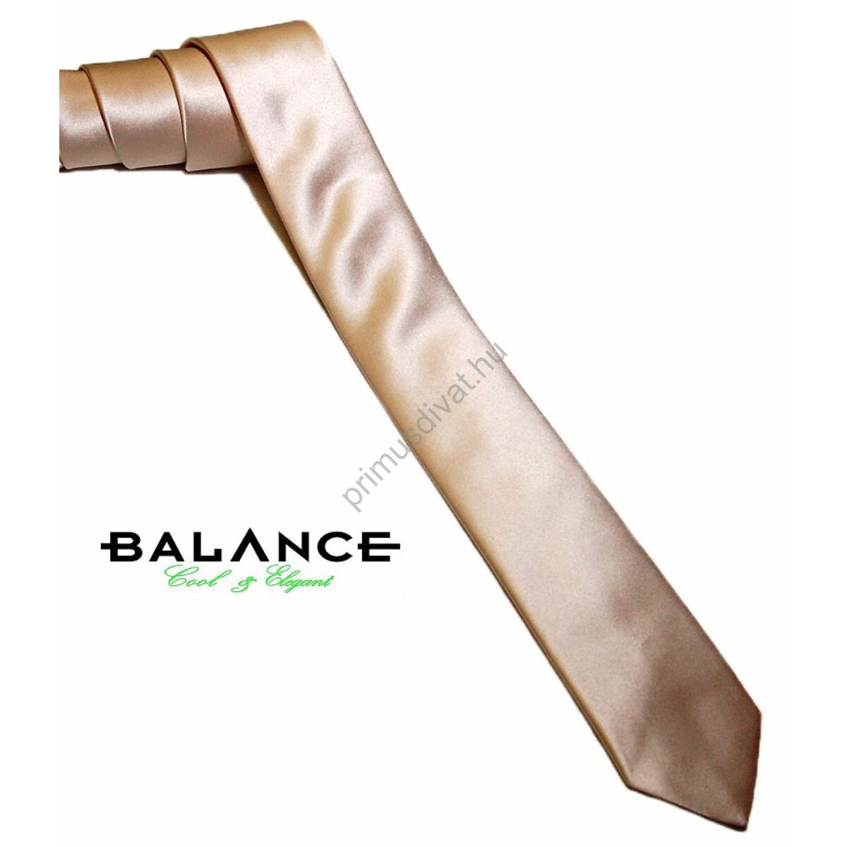Balance keskeny selyem szatén nyakkendő, világos arany színben