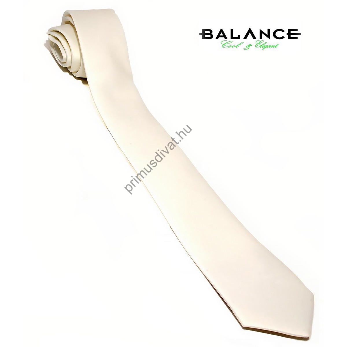 Balance keskeny selyemszatén nyakkendő+díszzsebkendő, ekrü