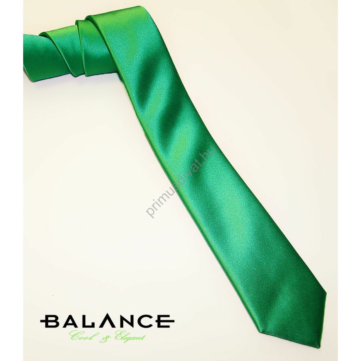 Balance keskeny selyem nyakkendő, fűzöld