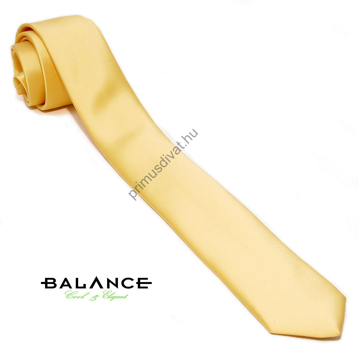 Balance nap-sárga színű keskeny selyemszatén nyakkendő