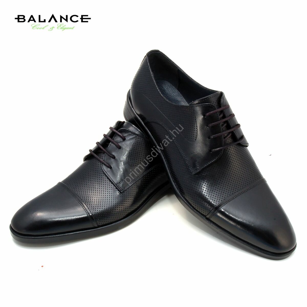 Balance fűzős bőr alkalmi férfi cipő, fekete