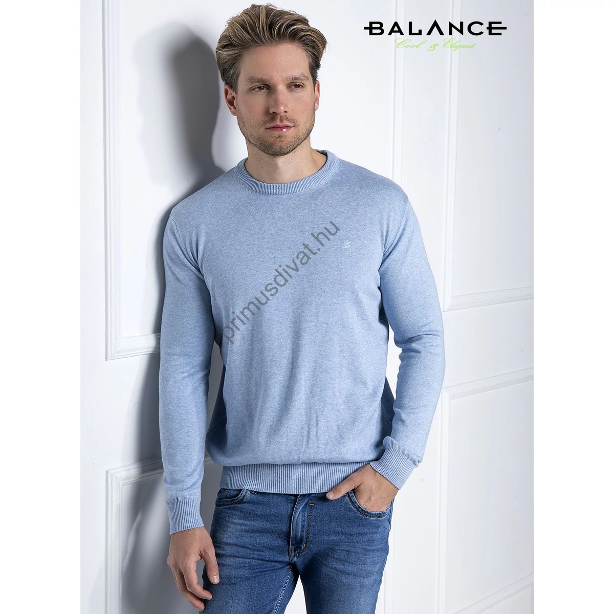 Balance vékony kötött környakas világoskék melange Melar pulóver