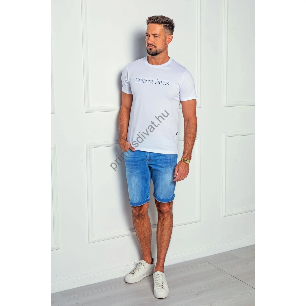 Balance világos koptatású rugalmas Peroni farmer rövidnadrág, bermuda