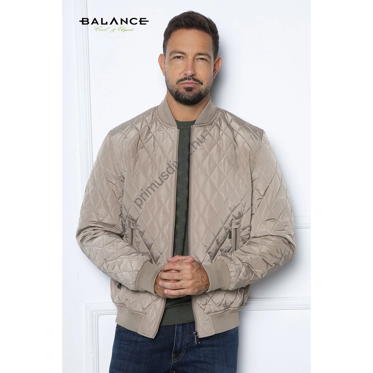 Balance bomber fazonú, vatelinnal bélelt vízlepergetős steppelt drapp Stepy dzseki