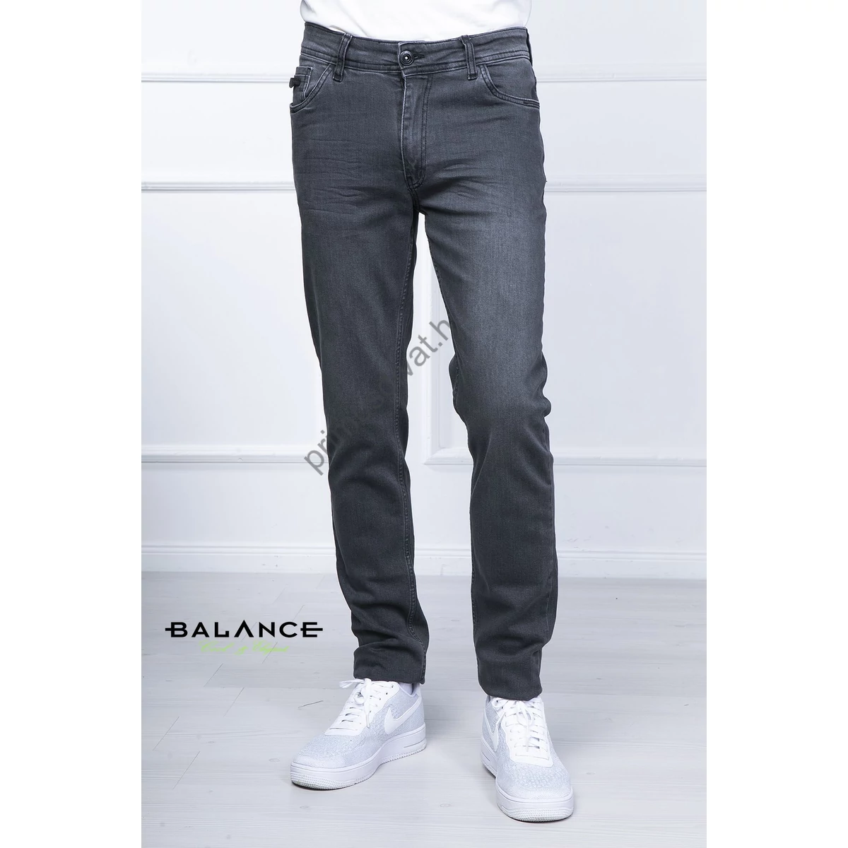 Balance egyenletes koptatású szürke rugalmas, enyhén szűkített szárú Hegel farmernadrág