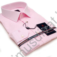 Balance finoman bordázott szövésű egyszínű rózsaszín hosszú ujjú slim-fit alkalmi ing