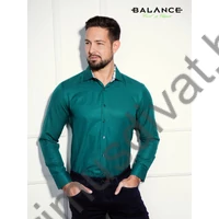 Balance zöld hosszú ujjú slim-fit pamutvászon Level ing, gallérja és mandzsettája belső felén színes levélmintás betétekkel