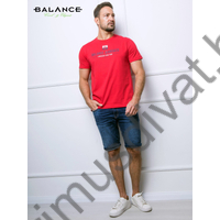 Balance környakas piros rövid ujjú Puluz póló, mellén márkafeliratos nyomattal