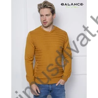 Balance V-nyakú, domború mintás elejű okkersárga kötött Veborder pulóver