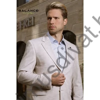 Balance rugalmas pamut anyagú karcsúsított, két slicces, két gombos, strukturált felületű drapp Zua nyári zakó