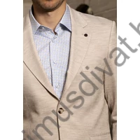 Balance rugalmas pamut anyagú karcsúsított, két slicces, két gombos, strukturált felületű drapp Zua nyári zakó