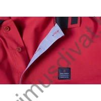 Balance galléros-gombos rövid ujjú Vison piros színű piké póló, sötétkék betétekkel