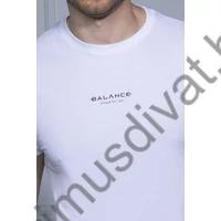 Balance környakas rövid ujjú fehér pamut B-mid póló, mellén kisméretű nyomott márkafelirattal