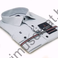 Balance fehér alapon nyomott kékesszürke apró mintás, hosszú ujjú rugalmas, hagyományos szabásvonalú Grid regular-fit ing