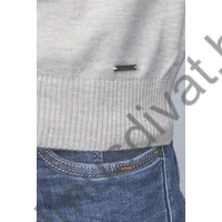 Balance vékony kötött V-nyakú bézs Melange pulóver