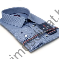 Balance fehér alapon nyomott sötétkék aprómintás hosszú ujjú karcsúsított Mali slim-fit ing