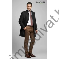 Balance állónyakú, enyhén karcsúsított, rejtett gombolású, modern fazonú elegáns Sand szövetkabát