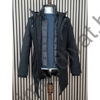 Balance kicipzározható orkános garbós betétes, kapucnis fekete Longer dzseki, télikabát, vízlepergetős anyagból