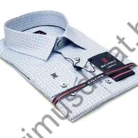 Balance fehér alapon nyomott kék apró mintás, hosszú ujjú, hagyományos szabásvonalú Remgo regular-fit pamut ing