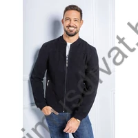 Balance vastag, puha pamut anyagú bomber fazonú fekete, cipzáras, zsebes Selbomb kardigán