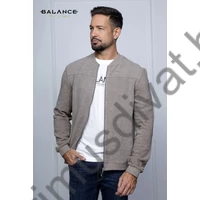 Balance vastag, puha pamut anyagú bomber fazonú bézs színű, cipzáras, zsebes Selbomb kardigán