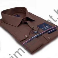 Balance normál galléros, tejcsoki-barna rugalmas pamutszatén, hagyományos szabásvonalú regular-fit hosszú ujjú alkalmi ing