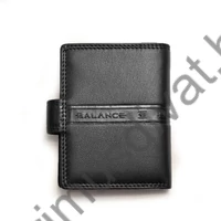 Balance kisméretű fekete bőr bankkártyatartó, patentos pánttal, papírpénz tartó rekesszel, belepréselt márkafelirattal