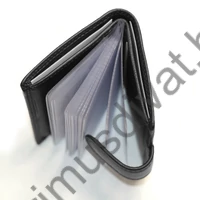 Balance kisméretű fekete bőr bankkártyatartó, patentos pánttal, papírpénz tartó rekesszel, belepréselt márkafelirattal