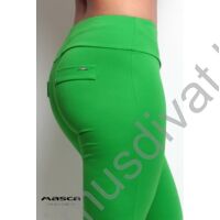 Masca Fashion magas derekú, hátán zsebfedős rugalmas fűzöld szűk capri nadrág