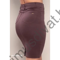 Masca Fashion farmer szabású rugalmas punto anyagú barna szoknya, hátul sliccelve