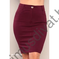 Masca Fashion farmer szabású rugalmas punto anyagú bordó szoknya, hátul sliccelve