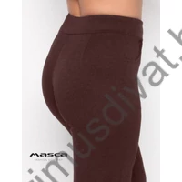 Masca Fashion sötétbarna, gumis derekú zsebes, bő szárú rugalmas punto anyagú nadrág