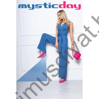 Mystic Day farmer hatású vékony nyári anyagú ujjatlan Dorisz overál, mellrészen csípésekkel ráncolva, derekán hozzávarrott, szabott megkötős övrésszel, hátán rejtett cipzárral