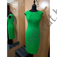 Mystic Day rakott mellrészű, borsózöld rugalmas kreppa anyagú ujjatlan alkalmi Elif ruha