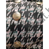 Mystic Day 3 részes Chelsea garnitúra: tyúklábmintás, műszőrme galléros blézer, gumis derekú szoknya és csatos textilbőr öv