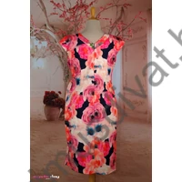 Mystic Day átlapolt mellrészű, derekán megkötős színes virágmintás ujjatlan molett alkalmi Betty ruha