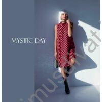 Mystic Day élénkpiros-fekete kockás A-vonalú Vivi ruha, oldalvarrásában zsebekkel, hátán rejtett cipzárral (öv nélkül)