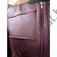 Mystic Day cipzáras, részekből szabott bélés nélküli, márványmintás sötétbordó műbőr Zoé dzseki, kabátka, kivehető válltömésekkel