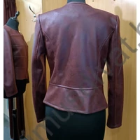 Mystic Day cipzáras, részekből szabott bélés nélküli, márványmintás sötétbordó műbőr Zoé dzseki, kabátka, kivehető válltömésekkel