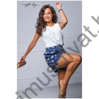 Mystic Day környakas, rakott mellrészű ujjatlan ekrü színű Tracy felső, lenge, szövött blúzanyagból