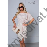 Mystic Day rózsaszínbe hajló arany színű, enyhén csillogó aszimmetrikus felsőrészű, arany színű domború mintás szoknyarészű Kincső alkalmi ruha