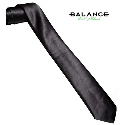 Balance keskeny selyem szatén nyakkendő, fekete Balance keskeny selyem szatén nyakkendő, fekete