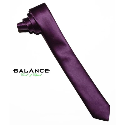 Balance keskeny selyem szatén nyakkendő, sötétlila Balance keskeny selyem szatén nyakkendő, sötétlila