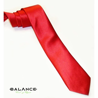Balance keskeny selyemszatén nyakkendő, piros Balance keskeny selyemszatén nyakkendő, piros