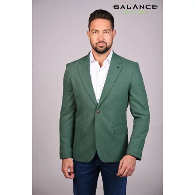 Balance rugalmas lenes hatasú szövet anyagú két gombos, két slicces karcsúsított zöld-melange Piero zakó Balance rugalmas lenes hatasú szövet anyagú két gombos, két slicces karcsúsított zöld-melange Piero zakó