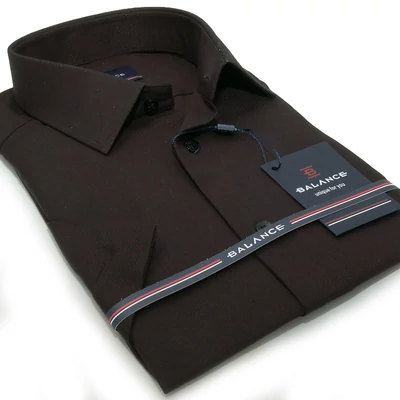 Balance anyagában szövött mintás, strukturált felületű fekete, rövid ujjú karcsúsított slim-fit alkalmi Flavio ing Balance anyagában szövött mintás, strukturált felületű fekete, rövid ujjú karcsúsított slim-fit alkalmi Flavio ing