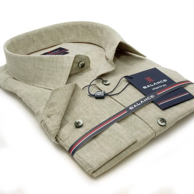 Balance keki melange színű, len-pamut anyagú lezser hosszú ujjú Lokilen slim-fit ing Balance keki melange színű, len-pamut anyagú lezser hosszú ujjú Lokilen slim-fit ing
