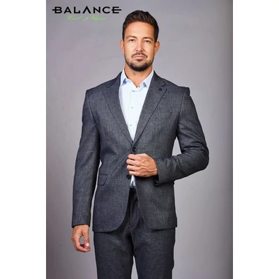 Balance szürkéskék mintás rugalmas szövet anyagú, két gombos, két slicces karcsúsított Serden zakó Balance szürkéskék mintás rugalmas szövet anyagú, két gombos, két slicces karcsúsított Serden zakó