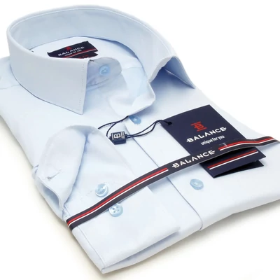 Balance normál galléros, vízkék rugalmas pamutszatén, slim-fit hosszú ujjú alkalmi ing Balance normál galléros, vízkék rugalmas pamutszatén, slim-fit hosszú ujjú alkalmi ing