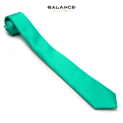 Balance türkizzöld színű keskeny selyemszatén nyakkendő Balance türkizzöld színű keskeny selyemszatén nyakkendő